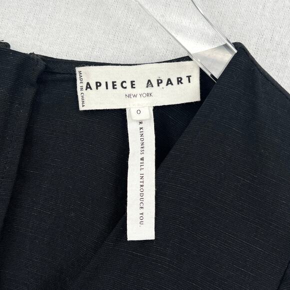 A PIECE APART Meru Jumpsuit Womens 0 Black Balloon Sleeve Belted Crop One Piece - Picture 10 of 16